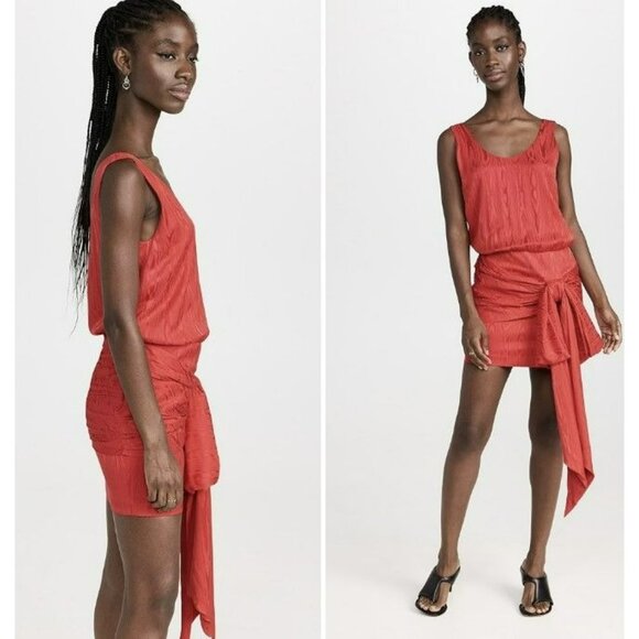 Philosophy di Lorenzo Serafini Red Mini Dress Minimalist Dramatic Scoop Neck - Picture 1 of 13